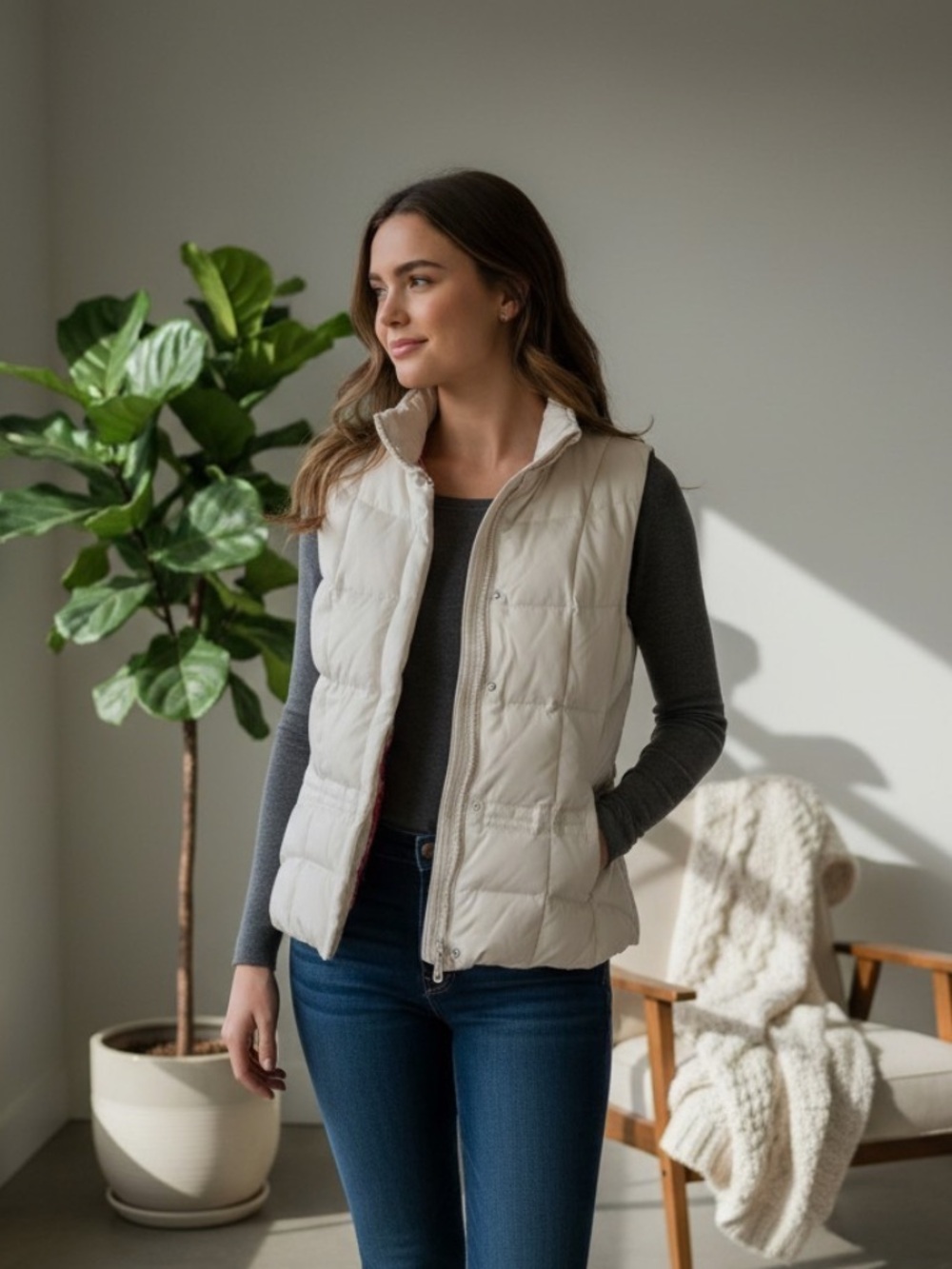 Lilly Pulitzer Down Vest in Cream